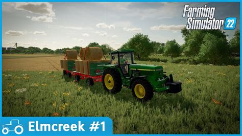 Elmcreek 1 FS22 Timelapse Harvesting Wheat Baling Straw Loading