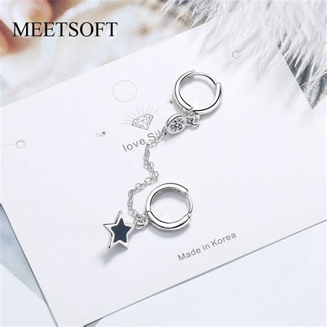 Meetsoft Prata Esterlina Evitar Alergia Cristal Hoop Brincos Para