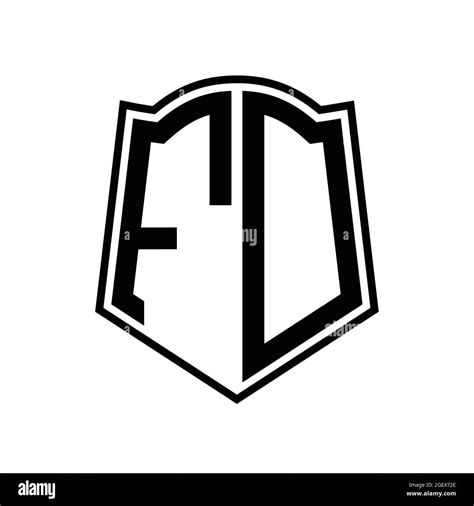 FD Logo Monogram With Shield Shape Isolated Black Background Design