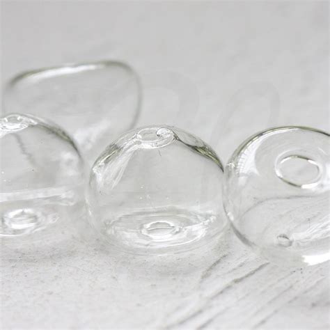 6 Pieces Hand Blown Hollow Glass Half Round Clear With 2 Holes Etsy