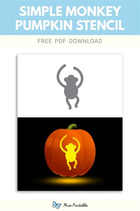 Simple Monkey Pumpkin Stencil