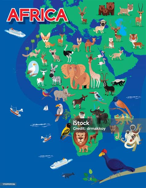 Africa Animals Map Stock Illustration - Download Image Now - Africa ...