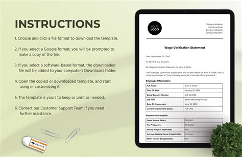 Wage Verification Statement Hr Template In Word Pdf Google Docs