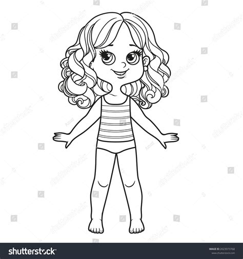 Cute Cartoon Girl Curly Hair Large เวกเตอร์สต็อก ปลอดค่าลิขสิทธิ์ 2023973768 Shutterstock