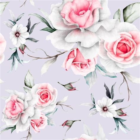 Fleurs Roses Et Feuilles Peinture Aquarelle Motif Floral Sans Couture