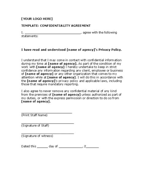 Confidentiality Agreement Template Pdfsimpli