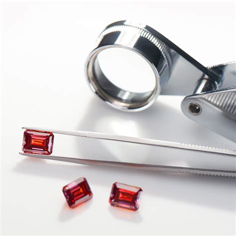 Gigajewe Red Color Best Manual Emerald Cut Vvs With Certificate Moissa