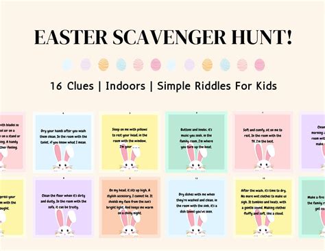 Bunny Theme Easter Scavenger Hunt Indoor Kids Scavenger Hunt Easter