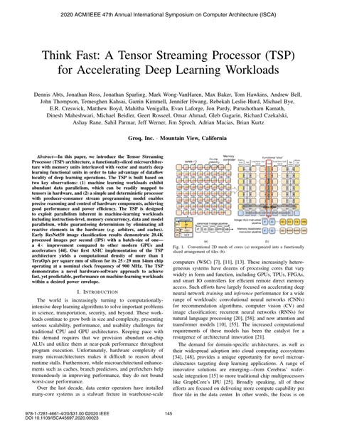 (PDF) Think Fast: A Tensor Streaming Processor (TSP) for Accelerating ...