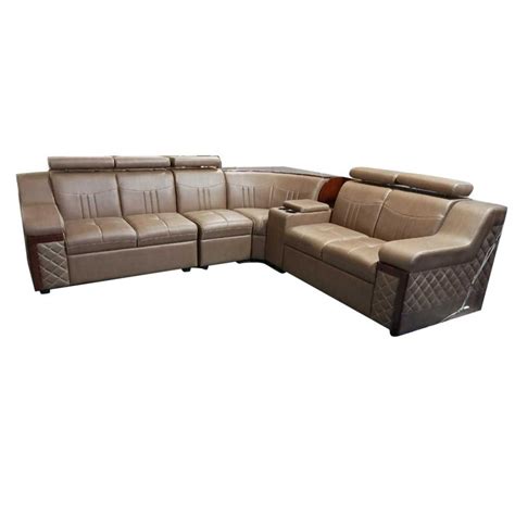 5 Seater Leather Wooden L Shape Sofa Set With Lounger At Rs 45000 Set