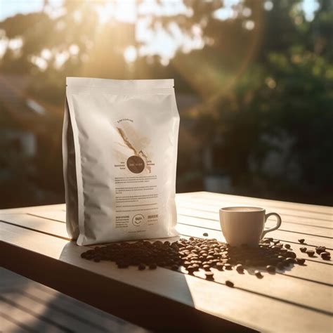 Premium Ai Image There Is A Bag Of Coffee Sitting On A Table Next To