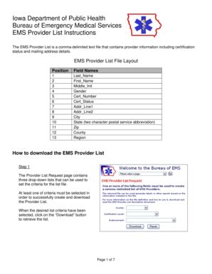 Fillable Online Idph State Ia Emsproviderlistinstructions Doc Idph