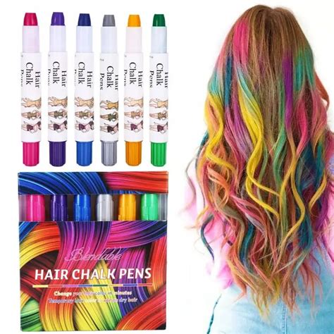 6 Colors Hair Chalk 6 Piecesset Portable Temporary Hair Crayon Set Hair Wax Styling Tools Diy