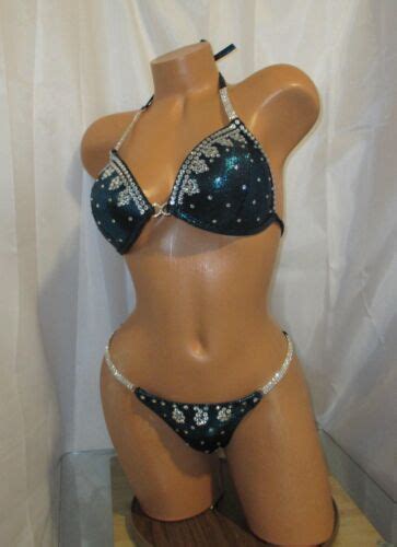 Npc Competition Bikini Posing Suit Teal Hologram Brand New Never Worn