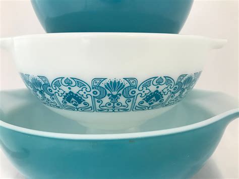 Complete Set Of Pyrex Blue Horizon Cinderella Mixing Bowls Etsy