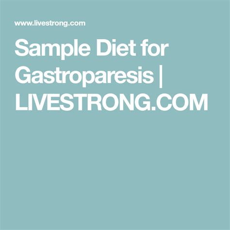 Sample Diet For Gastroparesis Gastroparesis Gastroparesis Treatment