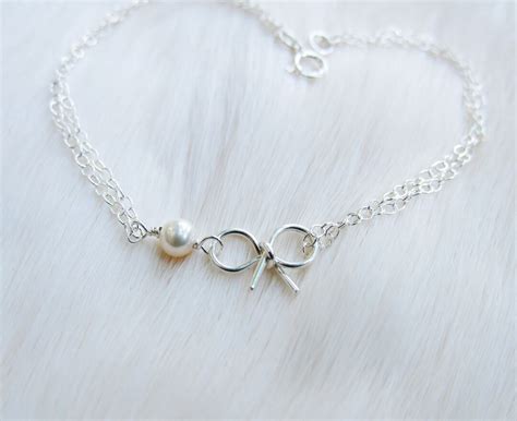 Silver Freshwater Pearl Bow Bracelet Gold Bow Bracelet Bridesmaid