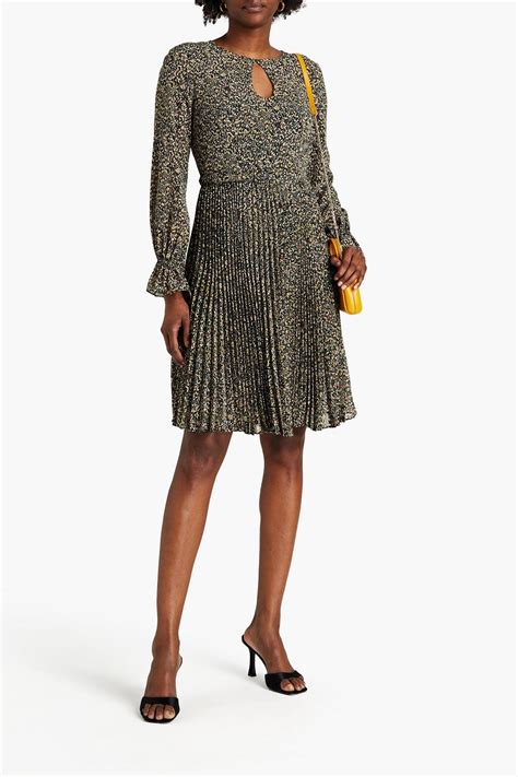 Mikael Aghal Pleated Printed Crepe Dress The Outnet