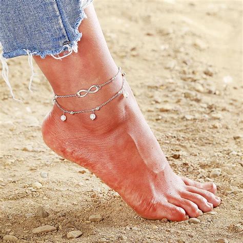 Summer Barefoot Ankle Bracelet Women Big Blue Stone Beads Bohemian