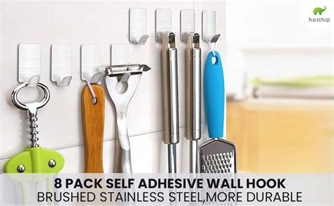 Hasthip Pack Stainless Steel Adhesive Wall Hanger Self Adhesive