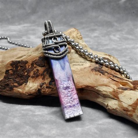 Sterling Silver Wire Wrap Necklace With Handmade Resin Focal Etsy