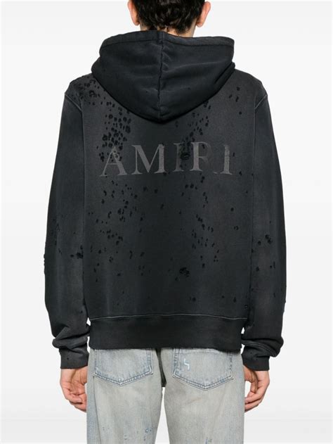 Amiri Core Ripped Zip Up Hoodie Black Farfetch