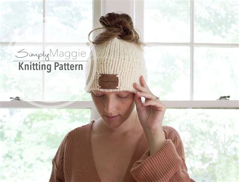 Double Knit Brim Messy Bun Hat Pattern By Simply Maggie SimplyMaggie