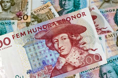 Swedish Krona The Currency Of Sweden Several Bills Stock Image