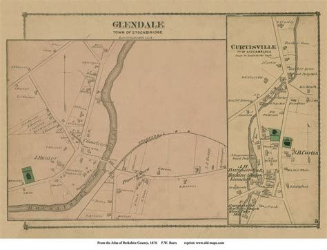 Glendale And Curtisville Stockbridge Massachusetts 1876 Old Town Map