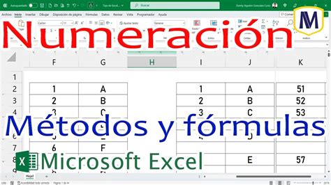 Numeración Métodos Y Fórmulas Microsoft Excel Curso En Línea Youtube