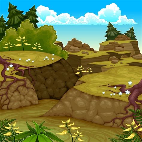 Free Vector | Mountain scenery cartoon style