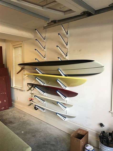 Adjustable Metal Surfboard Wall Rack 4 Boards