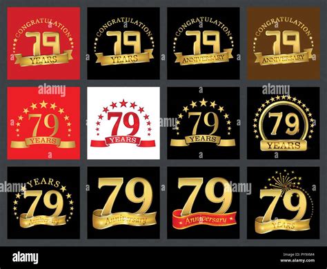 Set Of Number Seventy Nine 79 Years Celebration Design Anniversary