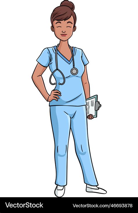 Nurse Cartoon Colored Clipart Royalty Free Vector Image