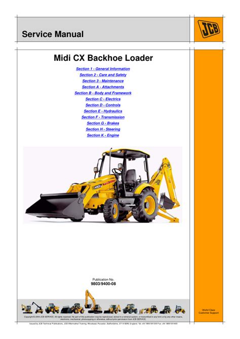 Service Manual Jcb Midi Cx Backhoe Loader