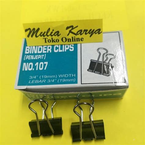 Jual Binder Clip No 107 3 4 19 Mm Penjepit Kertas Per Kotak Isi 12 Pcs