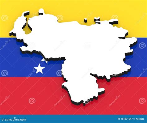 Mapa 3d De Venezuela En La Bandera Nacional Stock De Ilustración