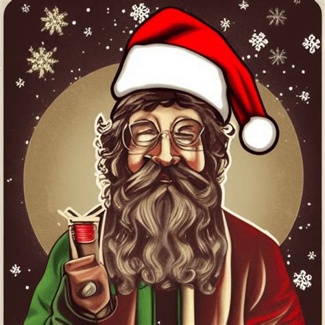 Hippy Retro Santa Smoking Joint Vintage Graphic · Creative Fabrica