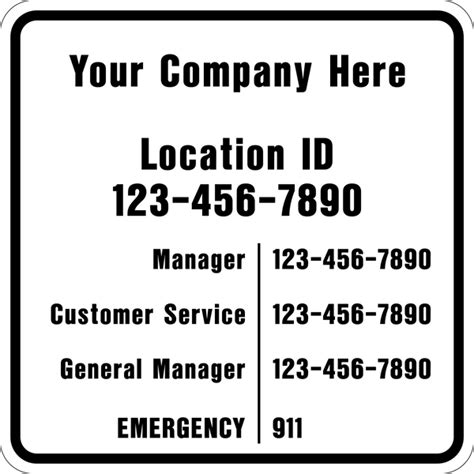 Emergency Contact Information Western Safety Sign