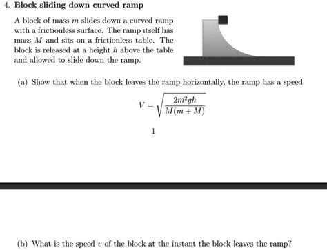 SOLVED Block Sliding Down Curved Ramp A Block Of Mass M Slides Down A