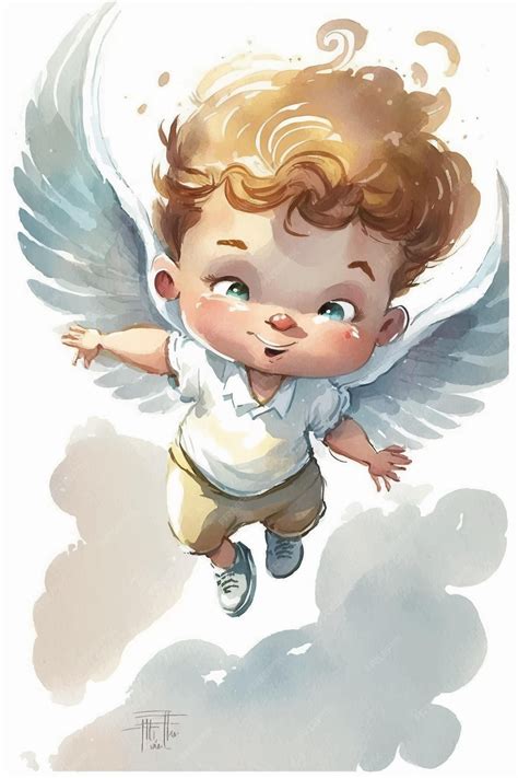 Premium AI Image | A watercolor painting of a baby angel with wings