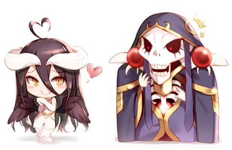 Safebooru 1boy 1girl Ahoge Ainz Ooal Gown Albedo Bare