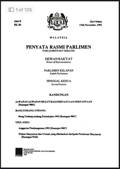 Kamal Aziz On Twitter Hansard Parlimen 17 November 1992 Oleh TPM