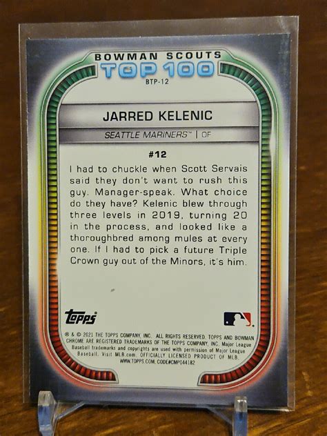 Bowman Chrome Jarred Kelenic Bowman Scouts Top Refractor Btp