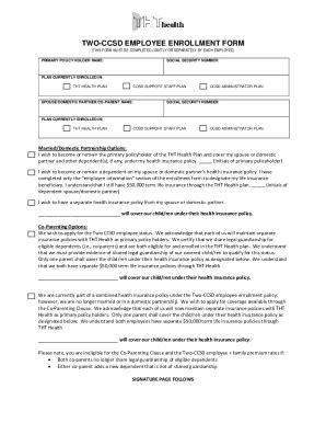 Fillable Online Two Ccsd Employee Enrollment Form Fax Email Print