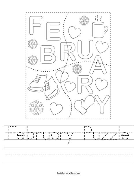 February Puzzle Worksheet - Twisty Noodle