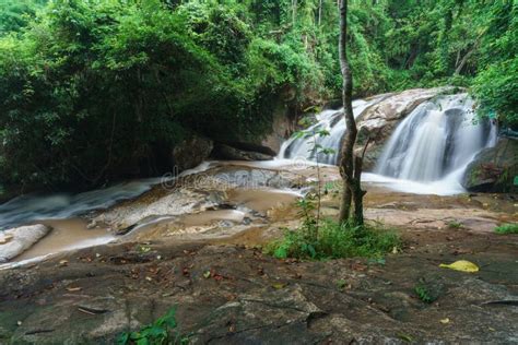 Mae Sa Waterfall Near Chiangmai City Chiang Mai North In Thailand