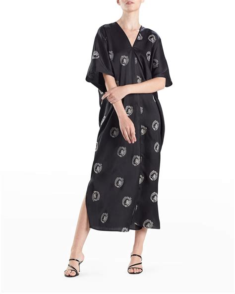 Natori Dragon Crest Satin Caftan Editorialist