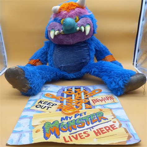 Vintage 1986 My Pet Monster Amtoy 24 Inch Big Plush With Box Back And