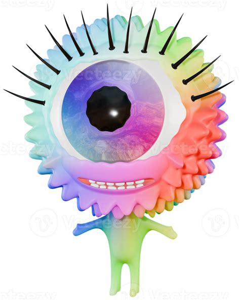 3d Personage Monster Eye Colorful Blue Red 41311178 Png